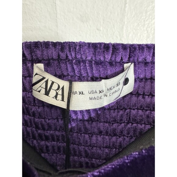Zara Purple Crop Velvet Bling Button Top XL GOTH Punk Sexy Stretch Victorian - Picture 4 of 9